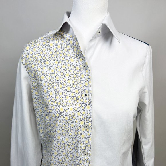 Original Custom Half-White Half-Flower Print Women's Shirt - Blue (Pre-Owned) - Picture 2 of 9